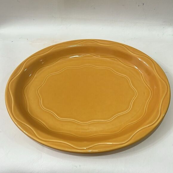 Syracuse USA Oval Plate Serving Platter Sunny Saffron Yellow Orange Heavy China - Picture 5 of 14
